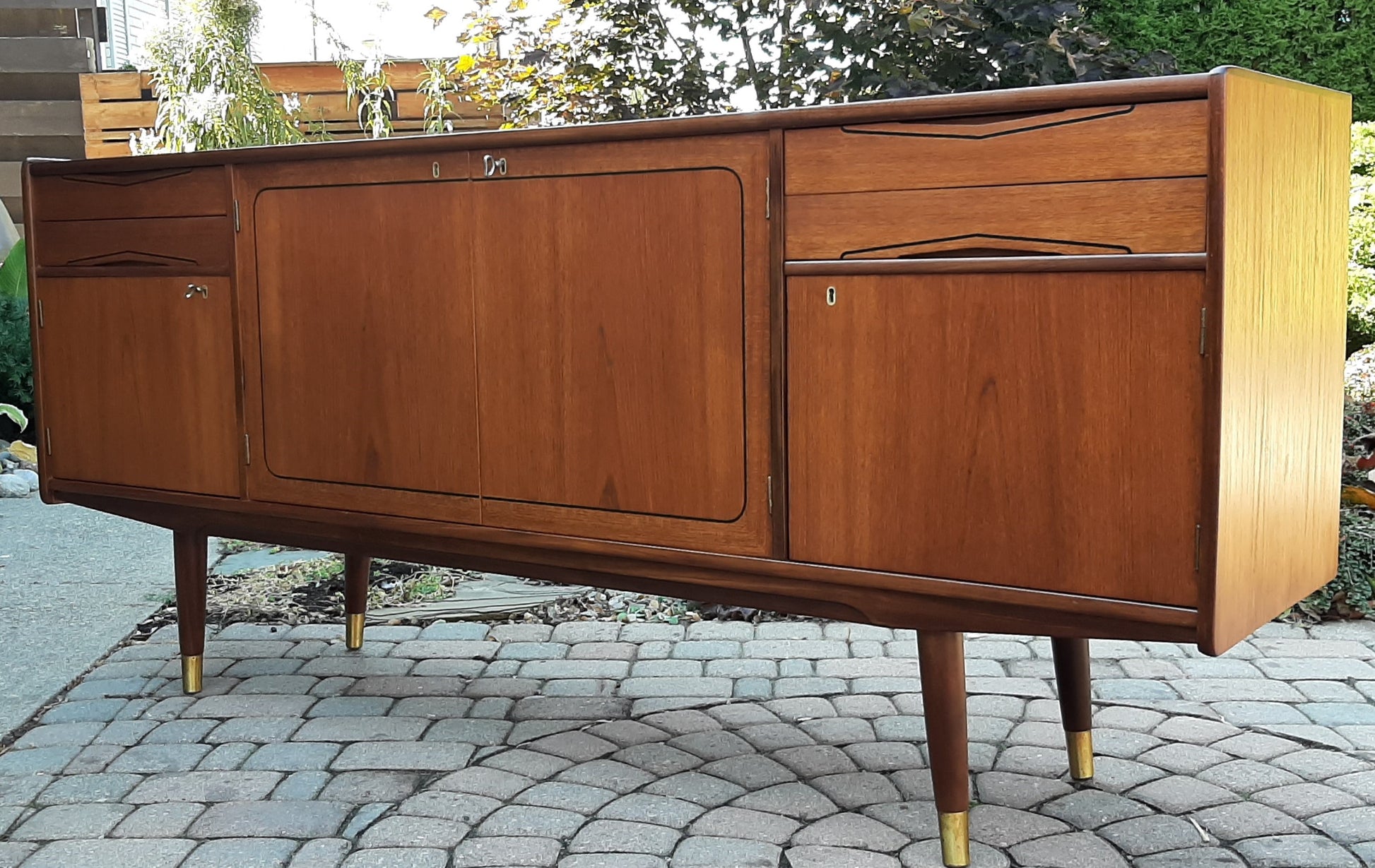 REFINISHED MCM Teak Credenza Sideboard, 73" made in Norway, perfect - Mid Century Modern Toronto