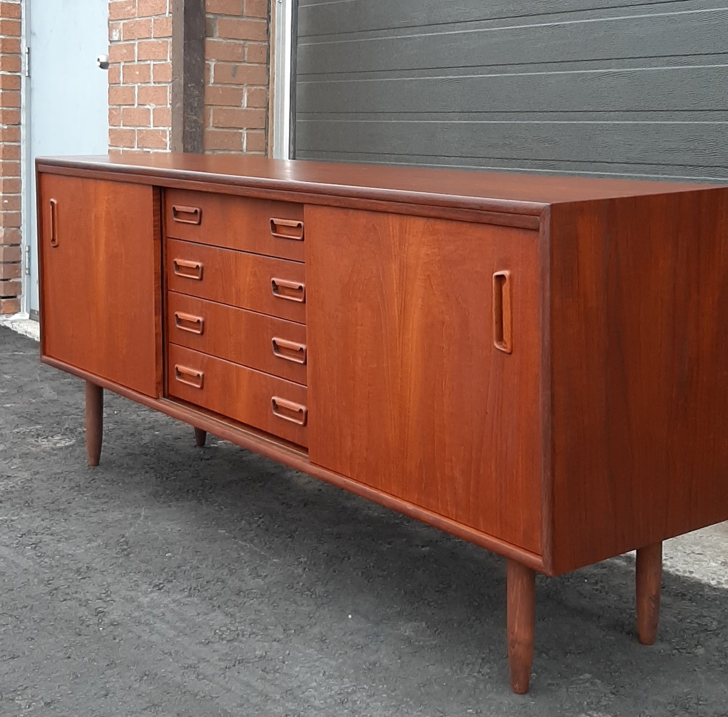 REFINISHED Danish Mid-Century Modern Teak Sideboard 6 ft Narrow - Mid Century Modern Toronto