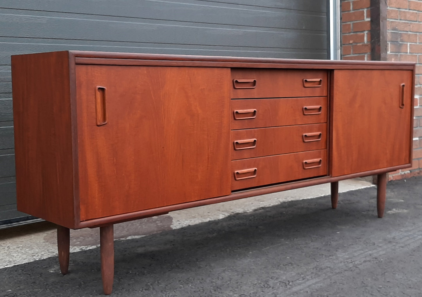 REFINISHED Danish Mid-Century Modern Teak Sideboard 6 ft Narrow - Mid Century Modern Toronto