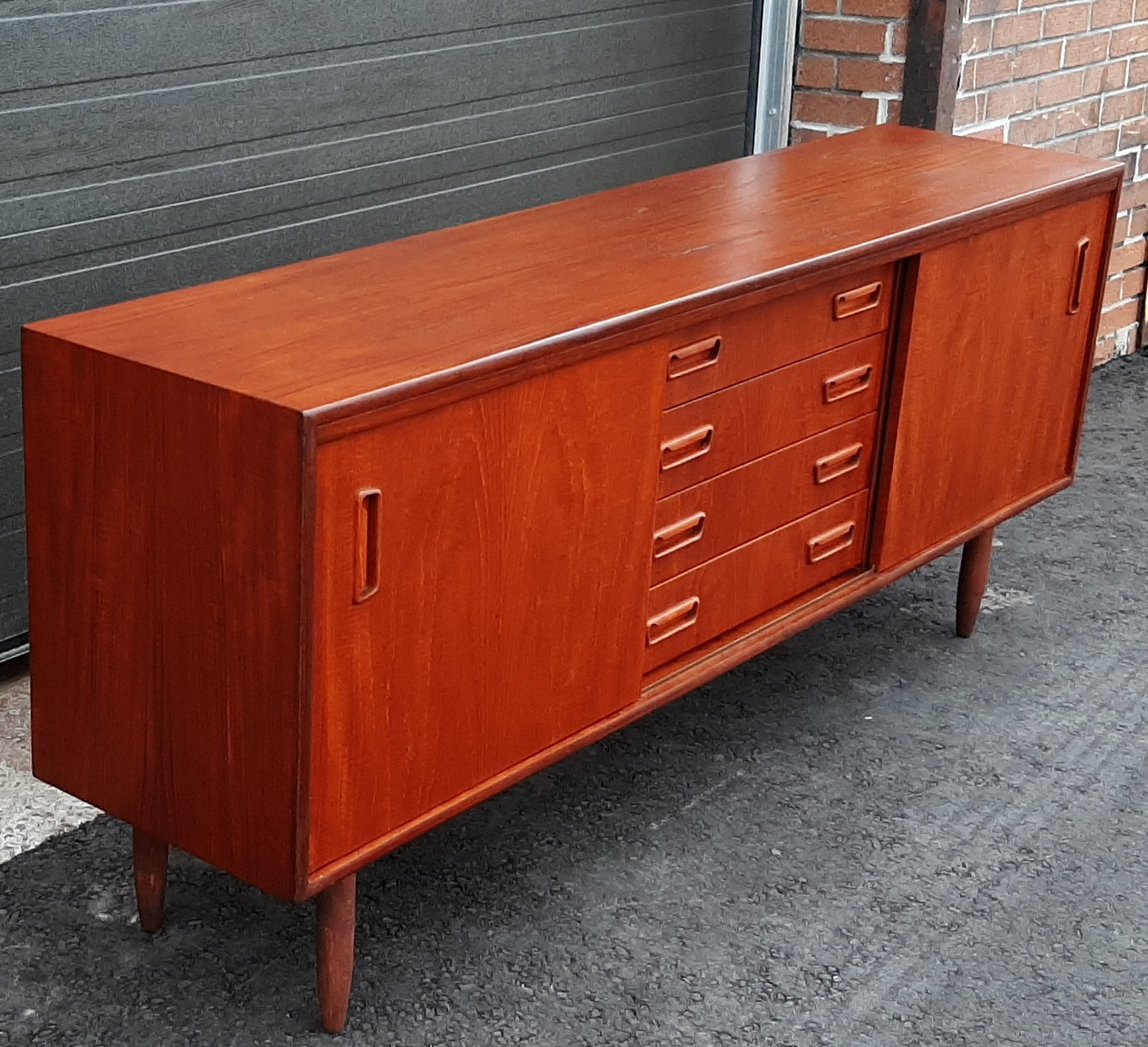REFINISHED Danish Mid-Century Modern Teak Sideboard 6 ft Narrow - Mid Century Modern Toronto
