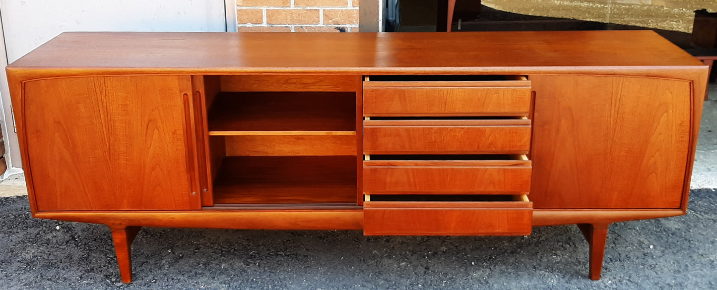 REFINISHED Danish MCM Teak Credenza Sideboard w a Topper Display Hutch, 84" - Mid Century Modern Toronto