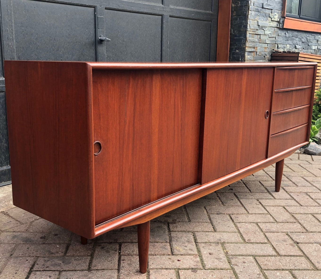 REFINISHED MCM Teak Credenza Sideboard, PERFECT, 6ft narrow - Mid Century Modern Toronto