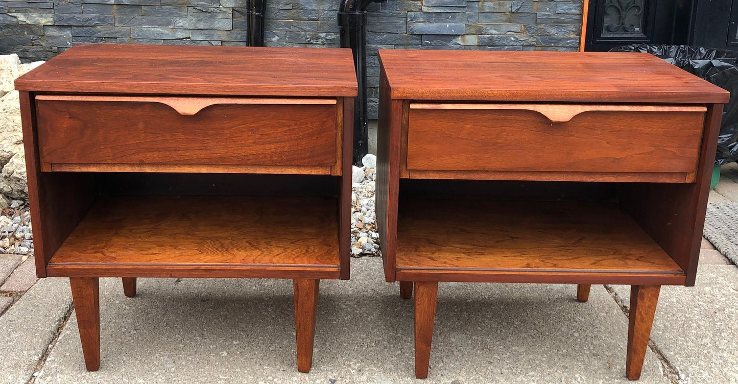 REFINISHED MCM Walnut Night Stands (2) - Mid Century Modern Toronto