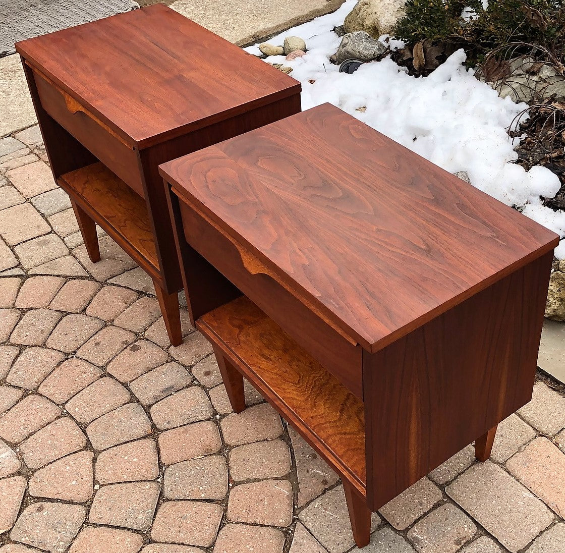 REFINISHED MCM Walnut Night Stands (2) - Mid Century Modern Toronto