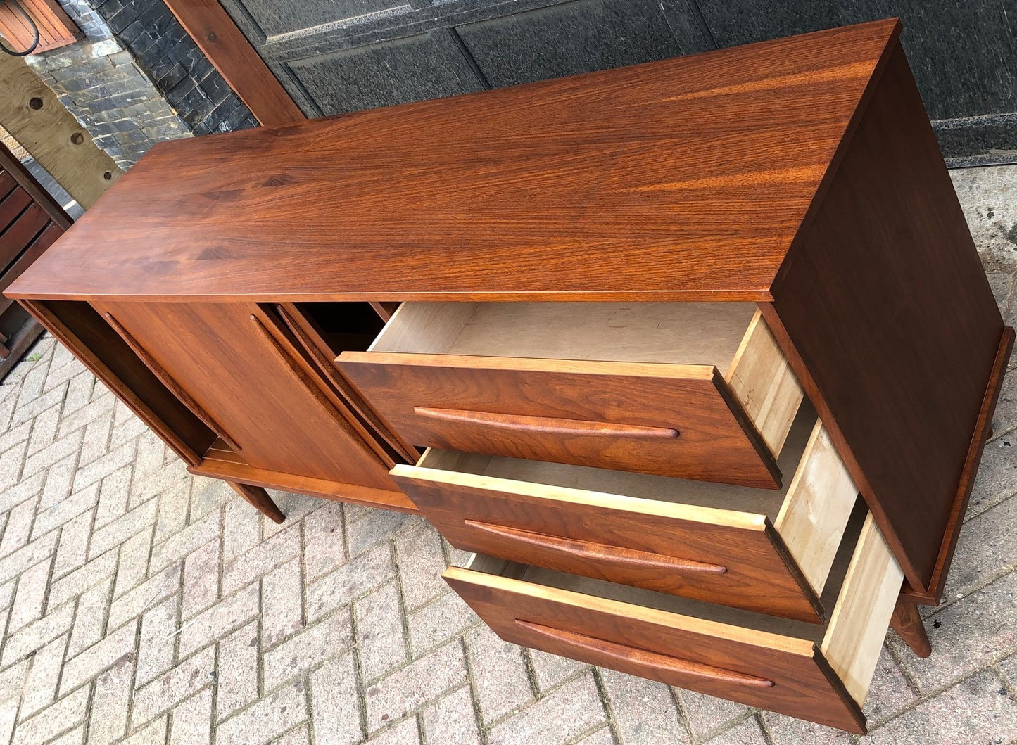 REFINISHED MCM Walnut Buffet Sideboard, 66", almost perfect - Mid Century Modern Toronto