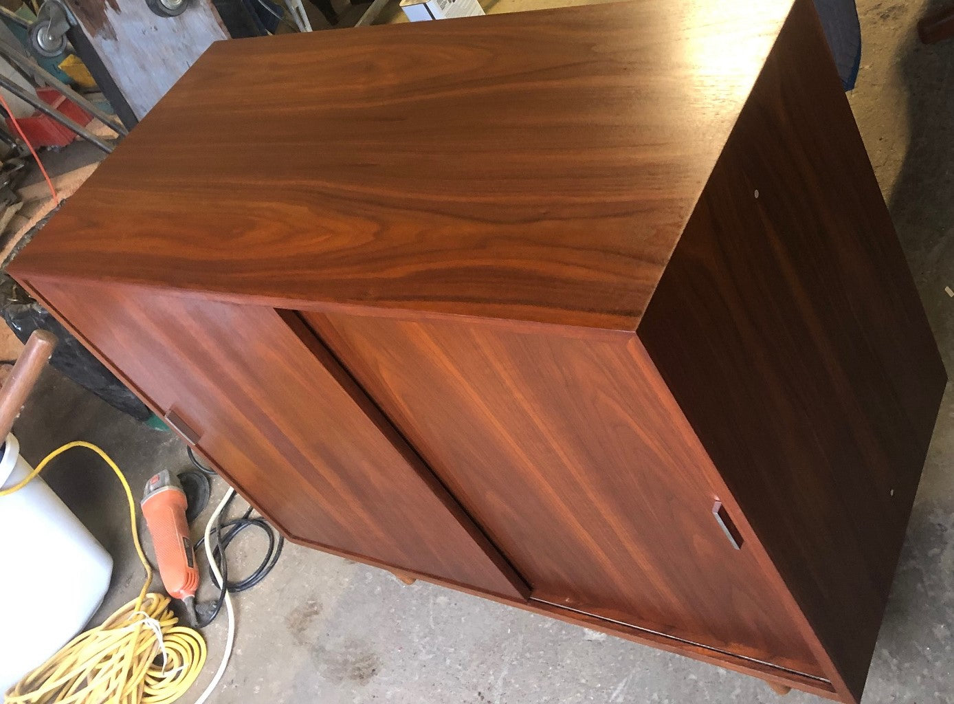 REFINISHED MCM Walnut Sideboard TV Media Record Console 37.5” PERFECT - Mid Century Modern Toronto