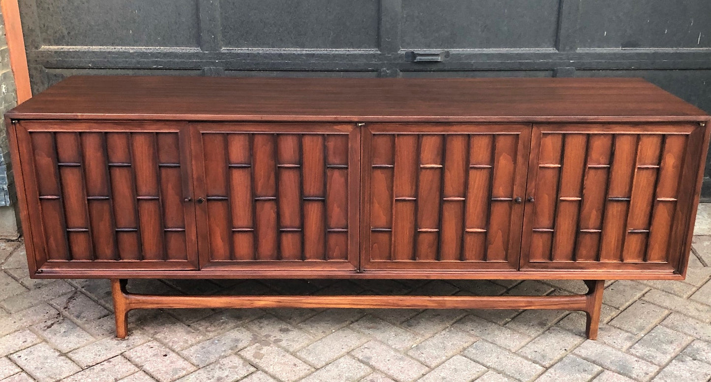 REFINISHED MCM Walnut & Rosewood Credenza by Thomasville 69", LOW profile, perfect - Mid Century Modern Toronto