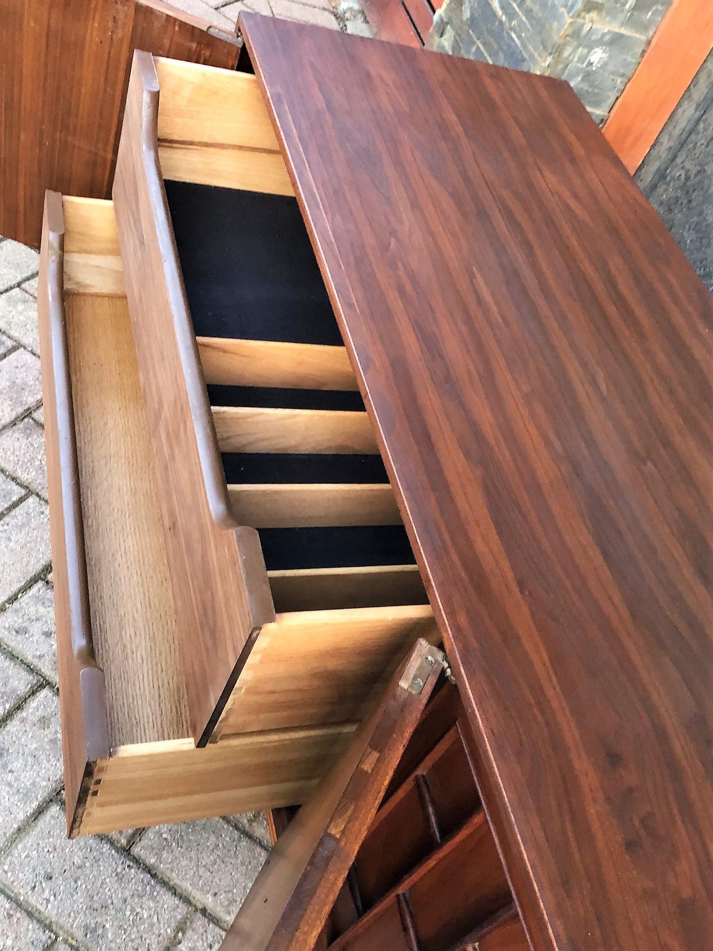 REFINISHED MCM Walnut & Rosewood Credenza by Thomasville 69", LOW profile, perfect - Mid Century Modern Toronto