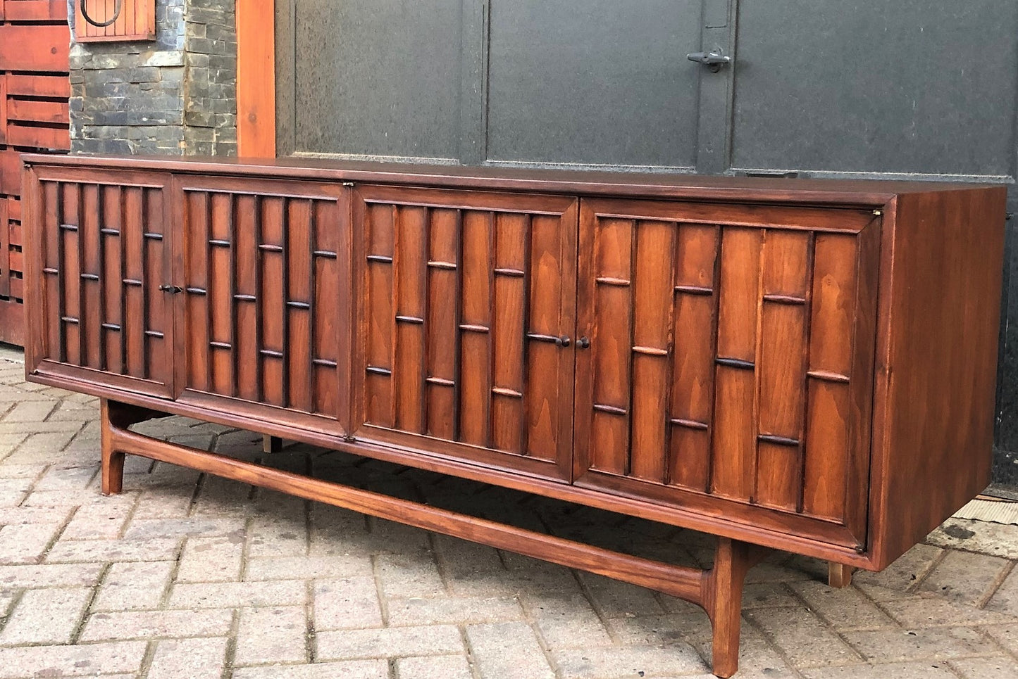 REFINISHED MCM Walnut & Rosewood Credenza by Thomasville 69", LOW profile, perfect - Mid Century Modern Toronto