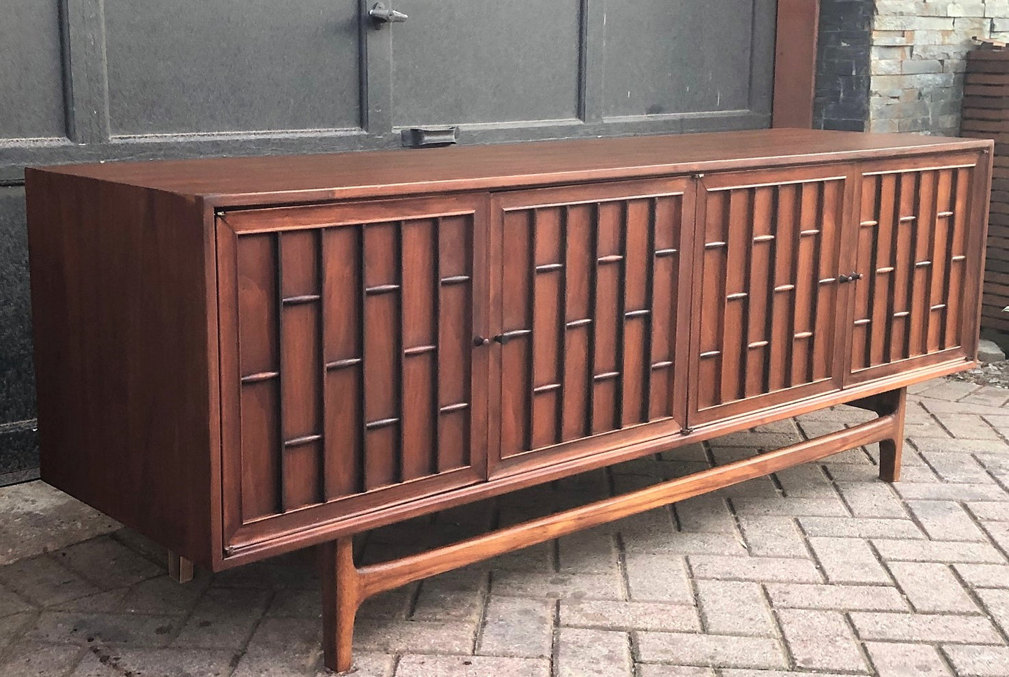 REFINISHED MCM Walnut & Rosewood Credenza by Thomasville 69", LOW profile, perfect - Mid Century Modern Toronto