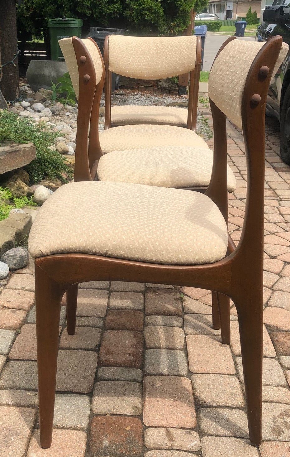 4 MCM Walnut Chairs RESTORED, each $75 only - Mid Century Modern Toronto