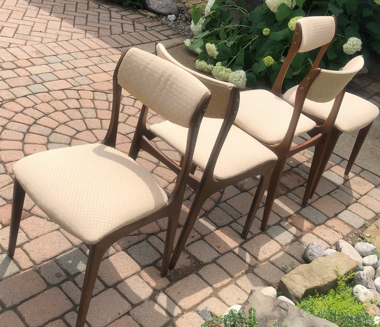 4 MCM Walnut Chairs RESTORED, each $75 only - Mid Century Modern Toronto