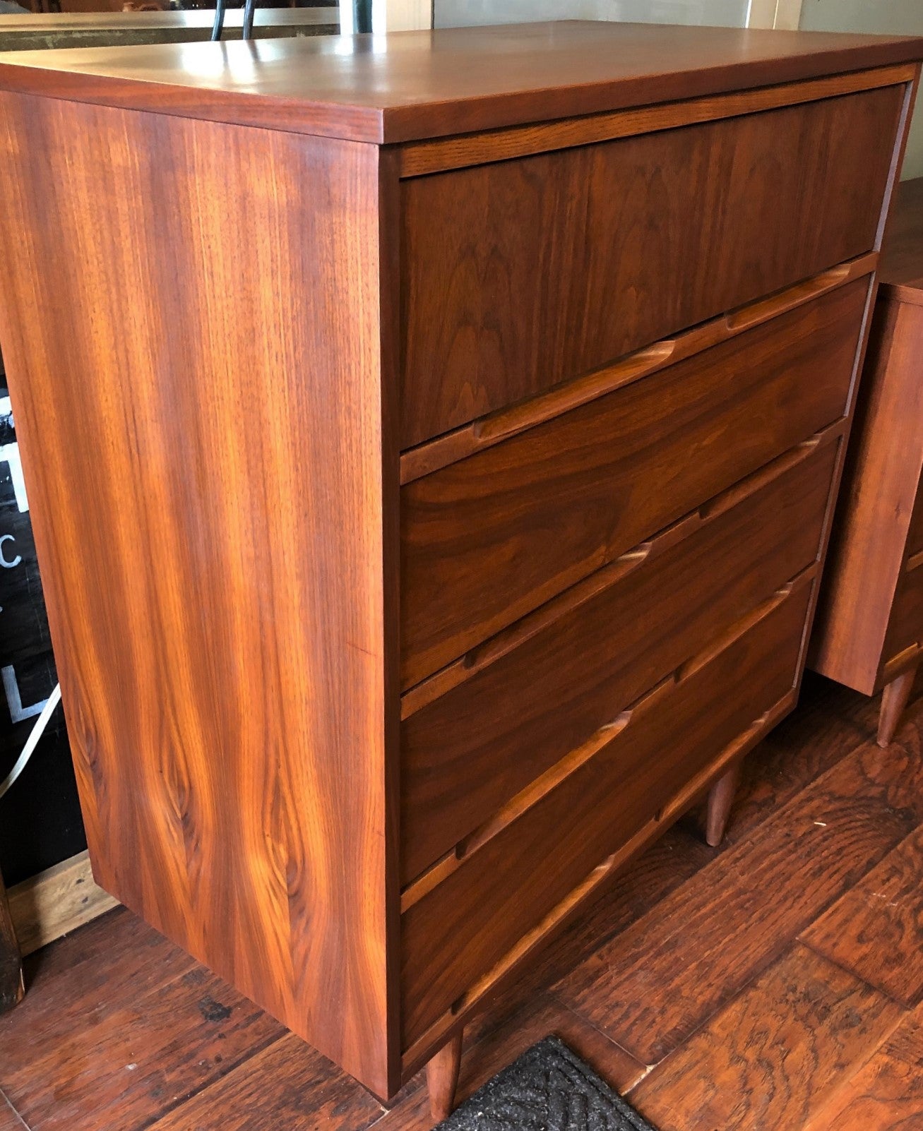 REFINISHED MCM Walnut Dresser 9 Drawers 6 ft and Tallboy 34", PERFECT - Mid Century Modern Toronto