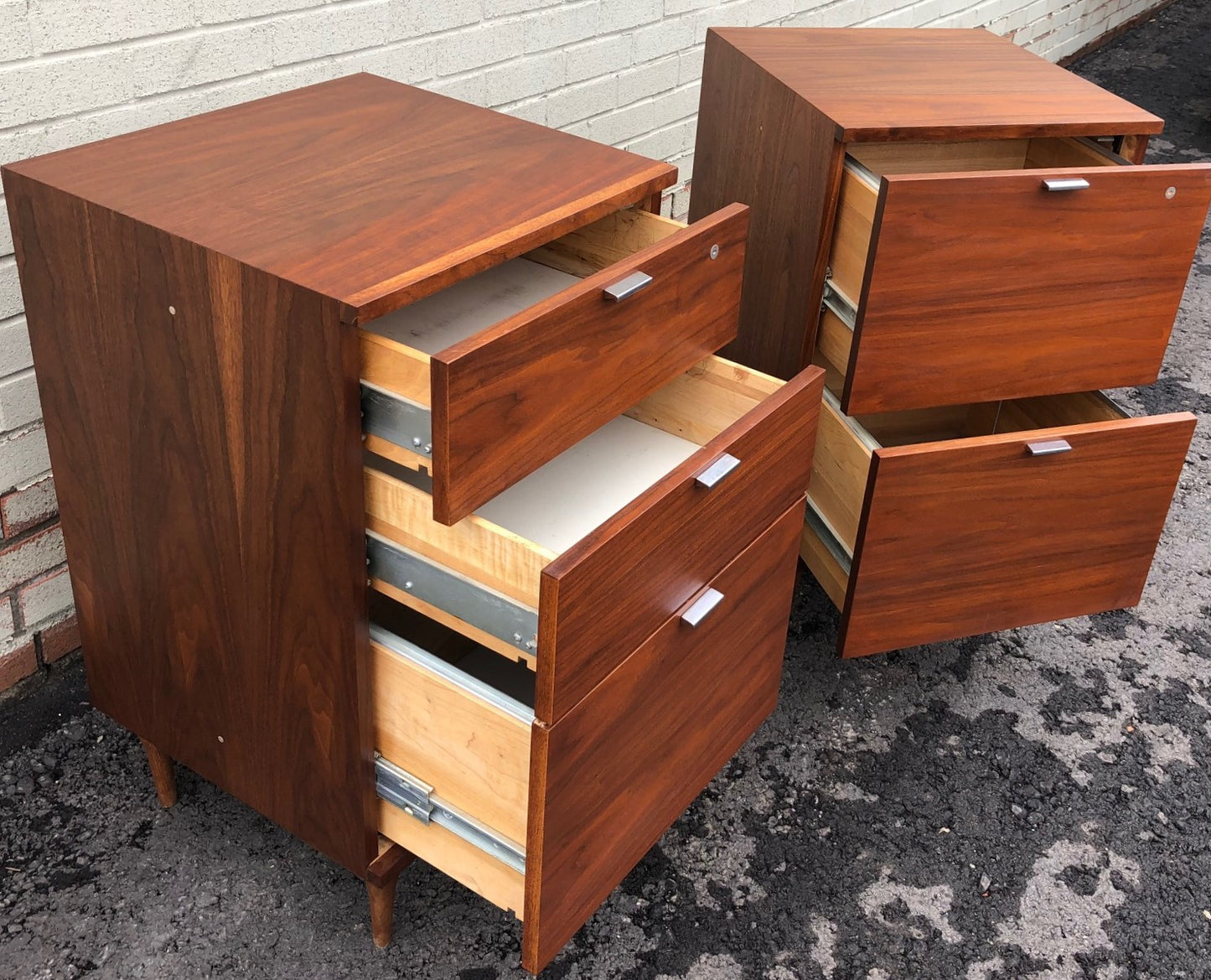 REFINISHED MCM Walnut filing cabinet PERFECT, 2 available - Mid Century Modern Toronto