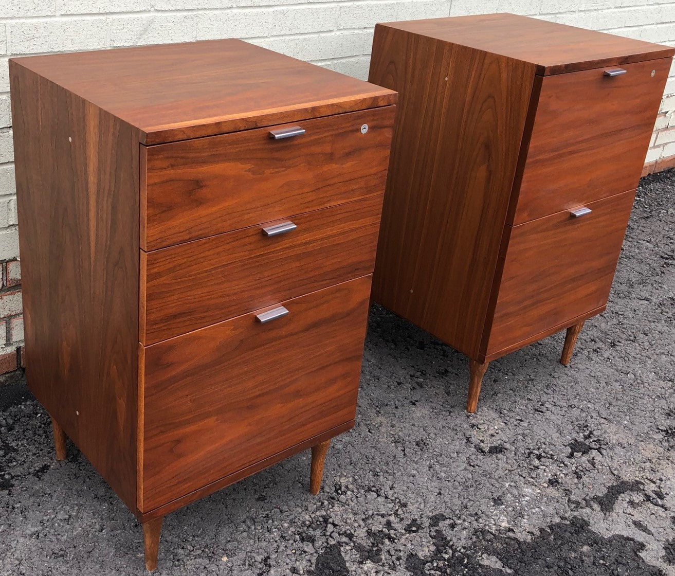 REFINISHED MCM Walnut filing cabinet PERFECT, 2 available - Mid Century Modern Toronto