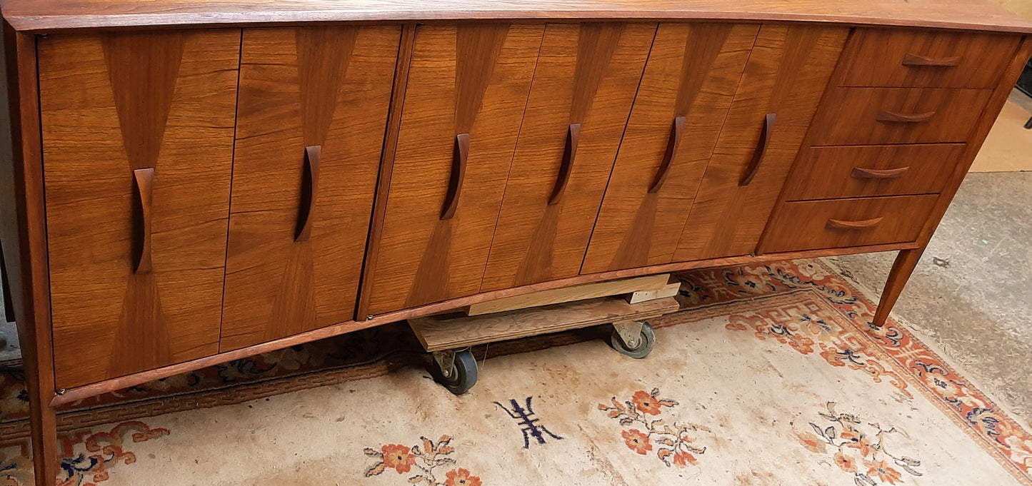 REFINISHED Unique Mid Century Modern Walnut Inlay Credenza 76" - Mid Century Modern Toronto