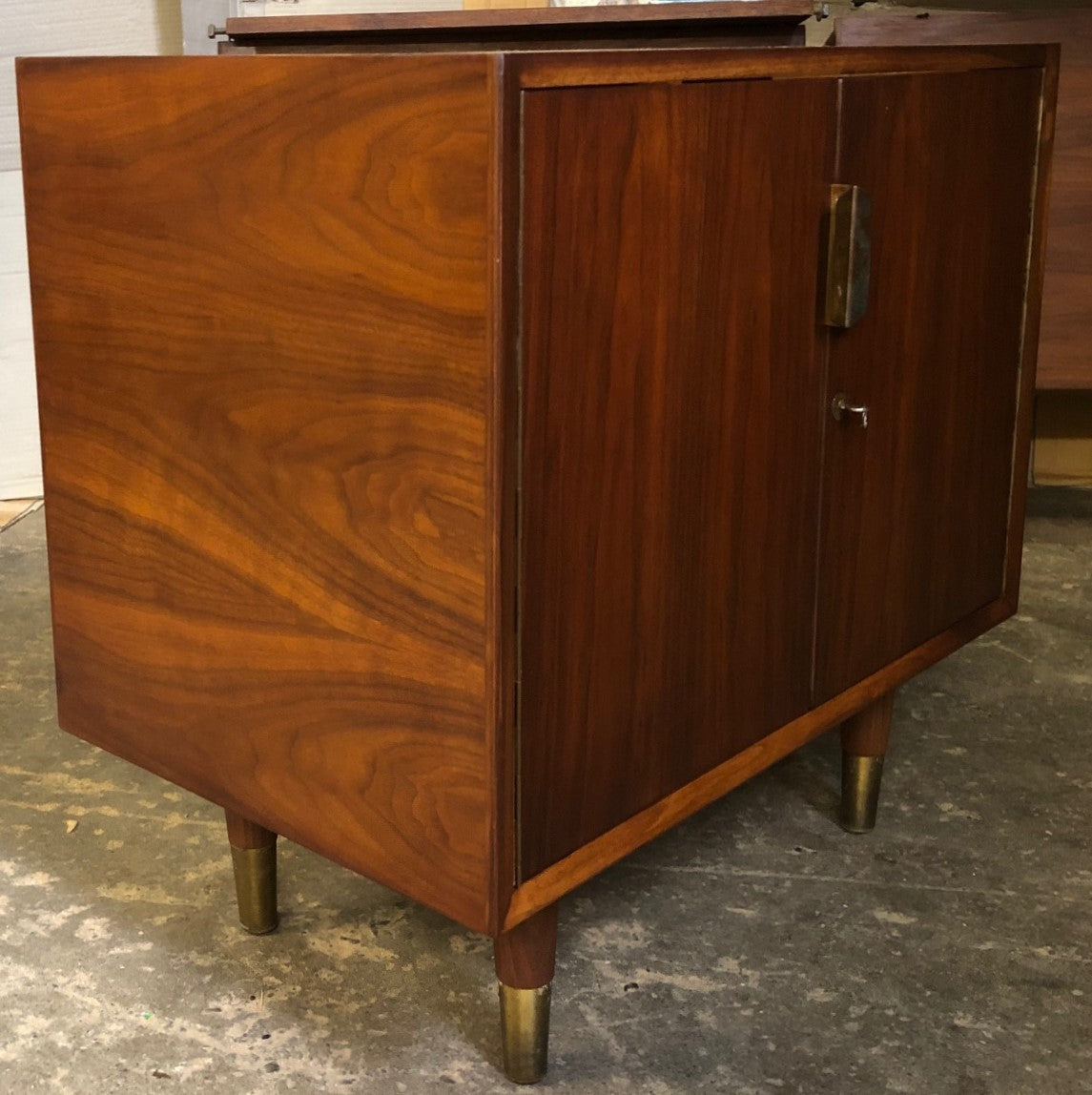 REFINISHED Large MCM Walnut Office Suite PERFECT (Desk Free-Standing & Office Console 98"/101") - Mid Century Modern Toronto