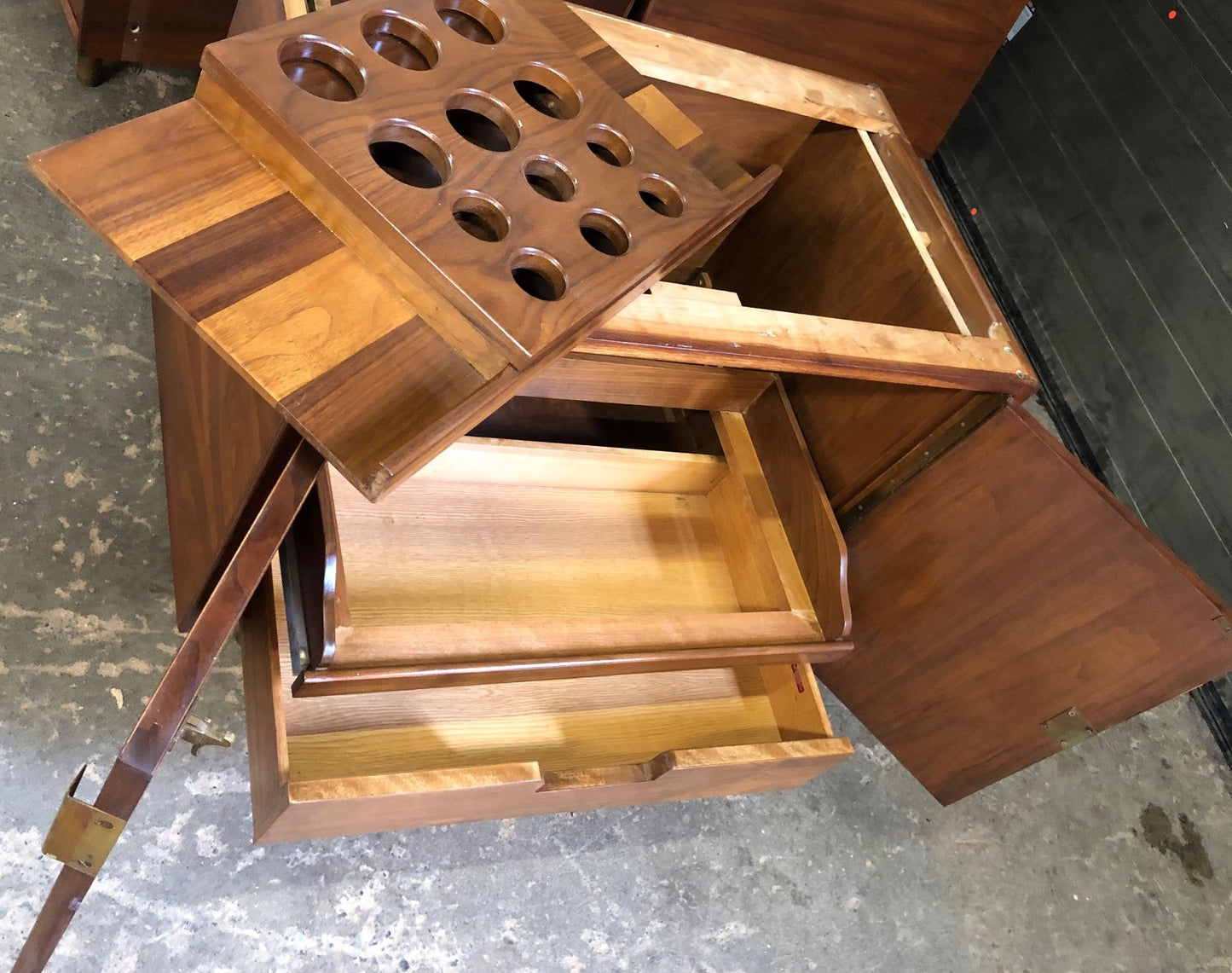 REFINISHED Large MCM Walnut Office Suite PERFECT (Desk Free-Standing & Office Console 98"/101") - Mid Century Modern Toronto