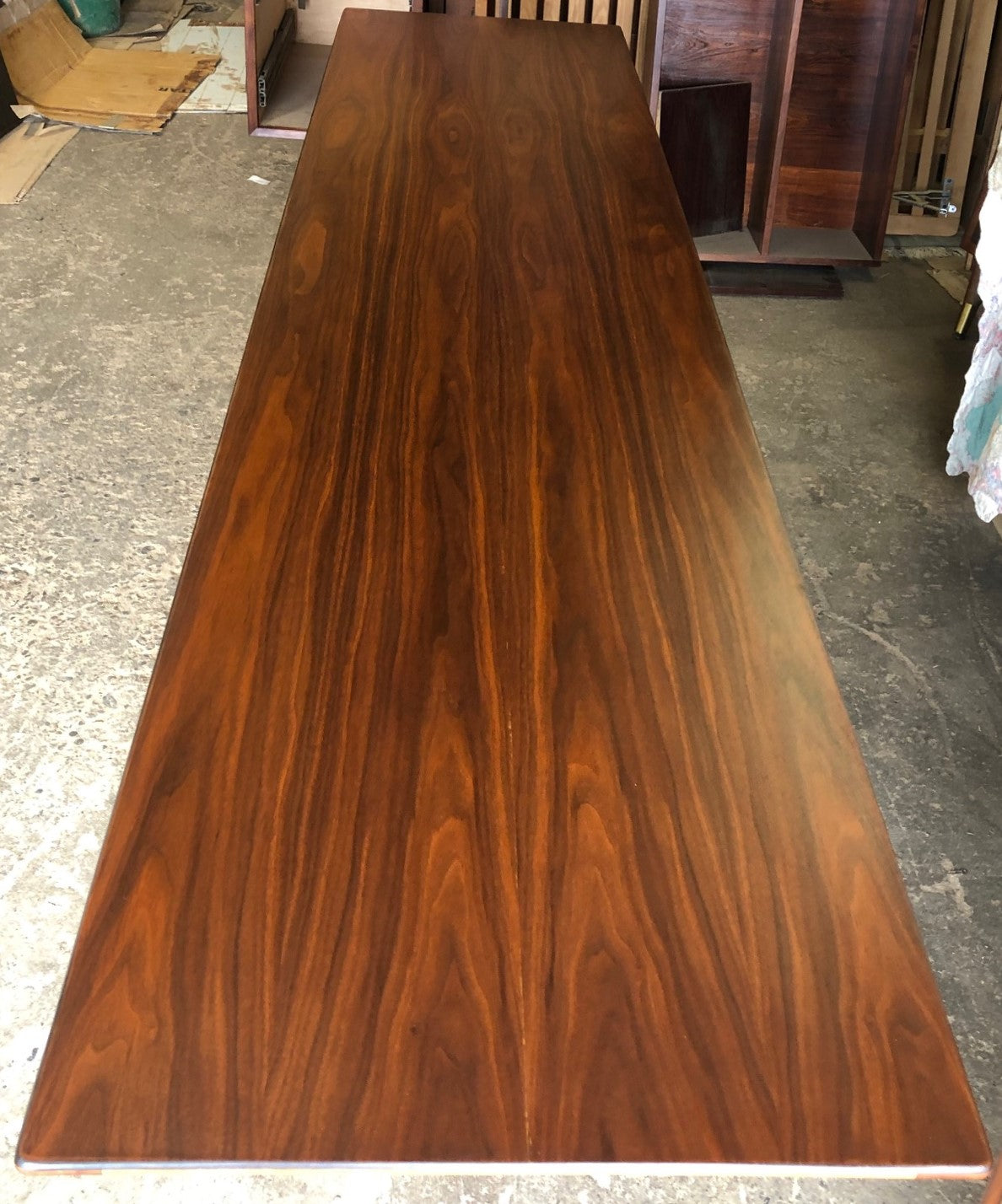 REFINISHED Large MCM Walnut Office Suite PERFECT (Desk Boomerang Shape & Office Console 83"/96") - Mid Century Modern Toronto