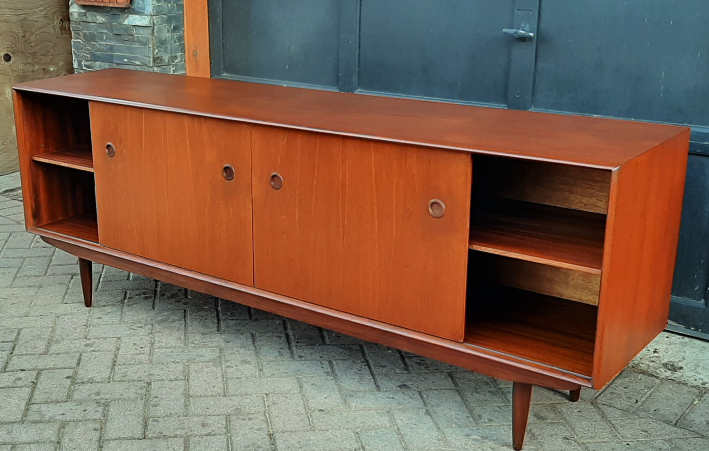 REFINISHED Teak MCM Sideboard TV Media Console 77.5" almost perfect - Mid Century Modern Toronto