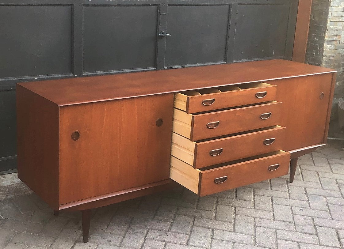 REFINISHED Teak MCM Sideboard TV Media Console 77.5" almost perfect - Mid Century Modern Toronto