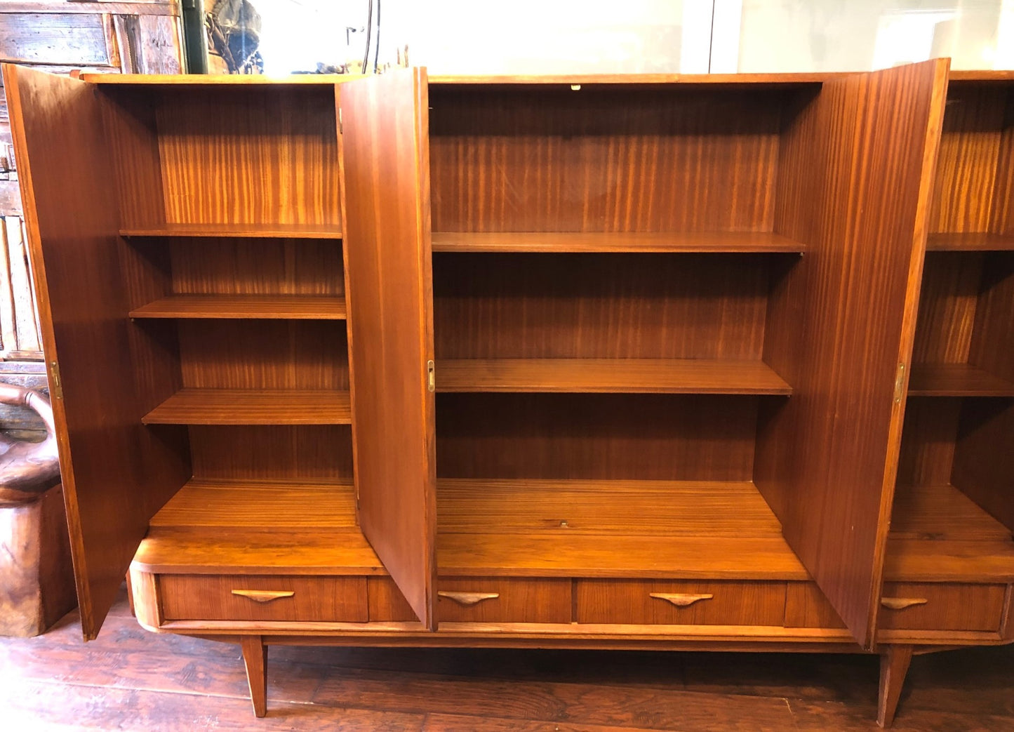REFINISHED MCM Teak Highboard Tall Cabinet 87.5", rare, perfect, treated for durability - Mid Century Modern Toronto