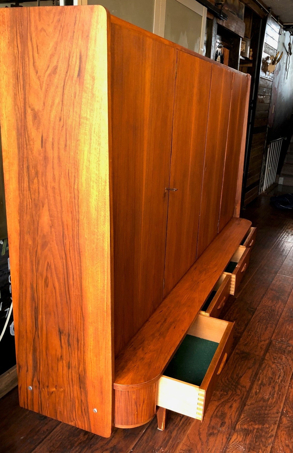 REFINISHED MCM Teak Highboard Tall Cabinet 87.5", rare, perfect, treated for durability - Mid Century Modern Toronto
