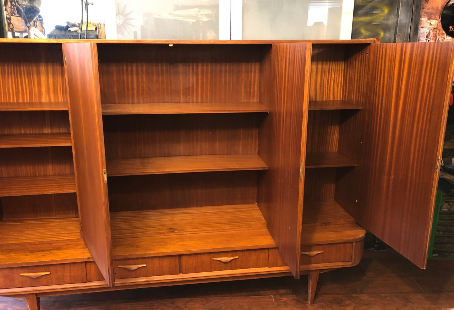 REFINISHED MCM Teak Highboard Tall Cabinet 87.5", rare, perfect, treated for durability - Mid Century Modern Toronto