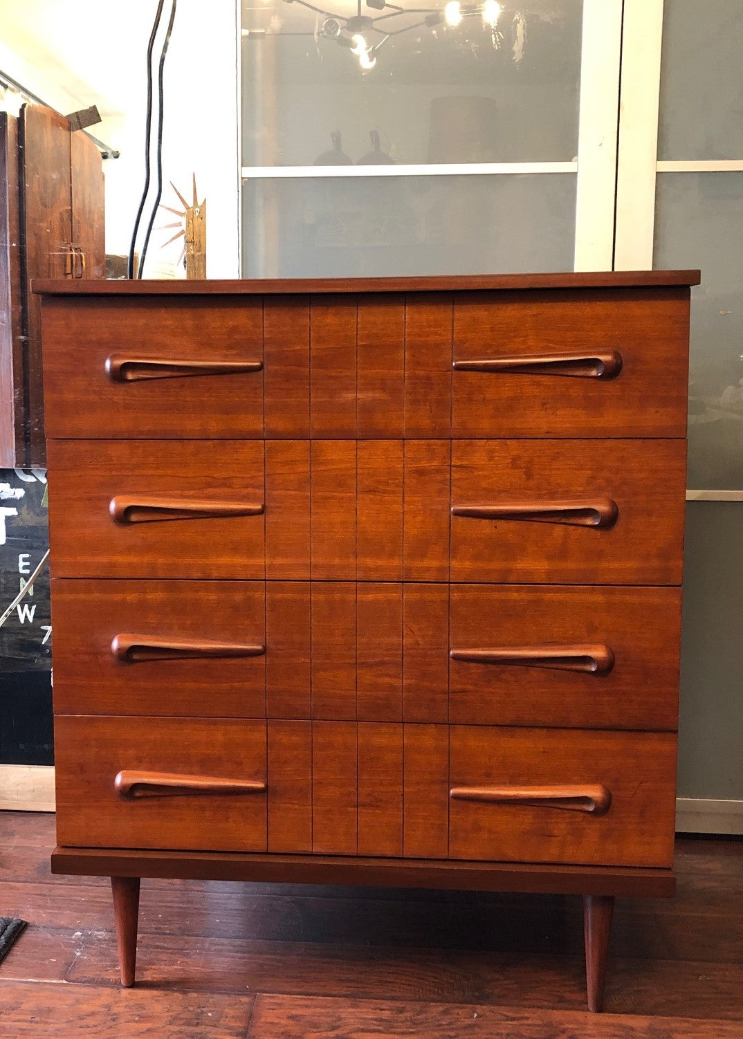 REFINISHED MCM Walnut Tallboy Dresser 36” - Mid Century Modern Toronto