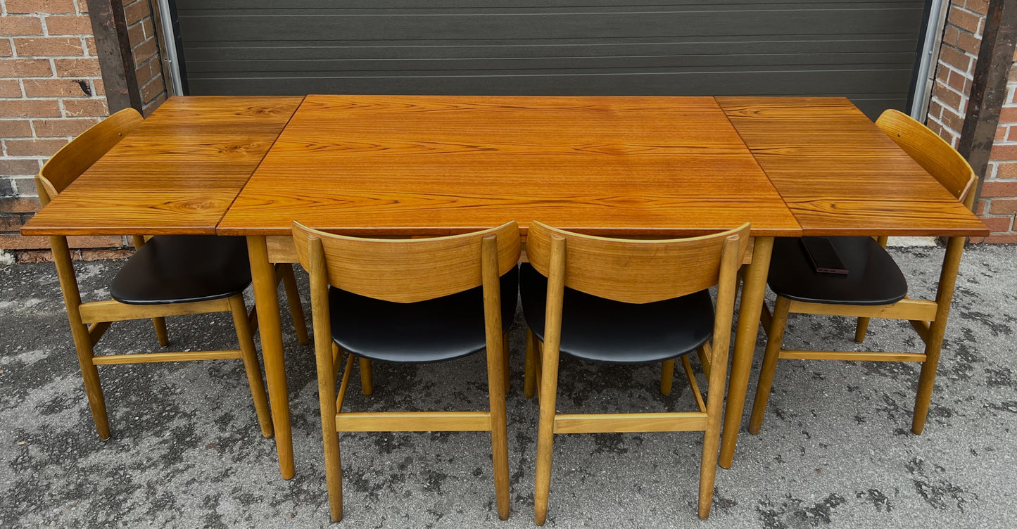 REFINISHED Danish Mid Century Modern Teak Table & 4 Teak Chairs by Farstrup