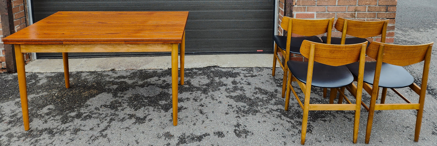 REFINISHED Danish Mid Century Modern Teak Table & 4 Teak Chairs by Farstrup