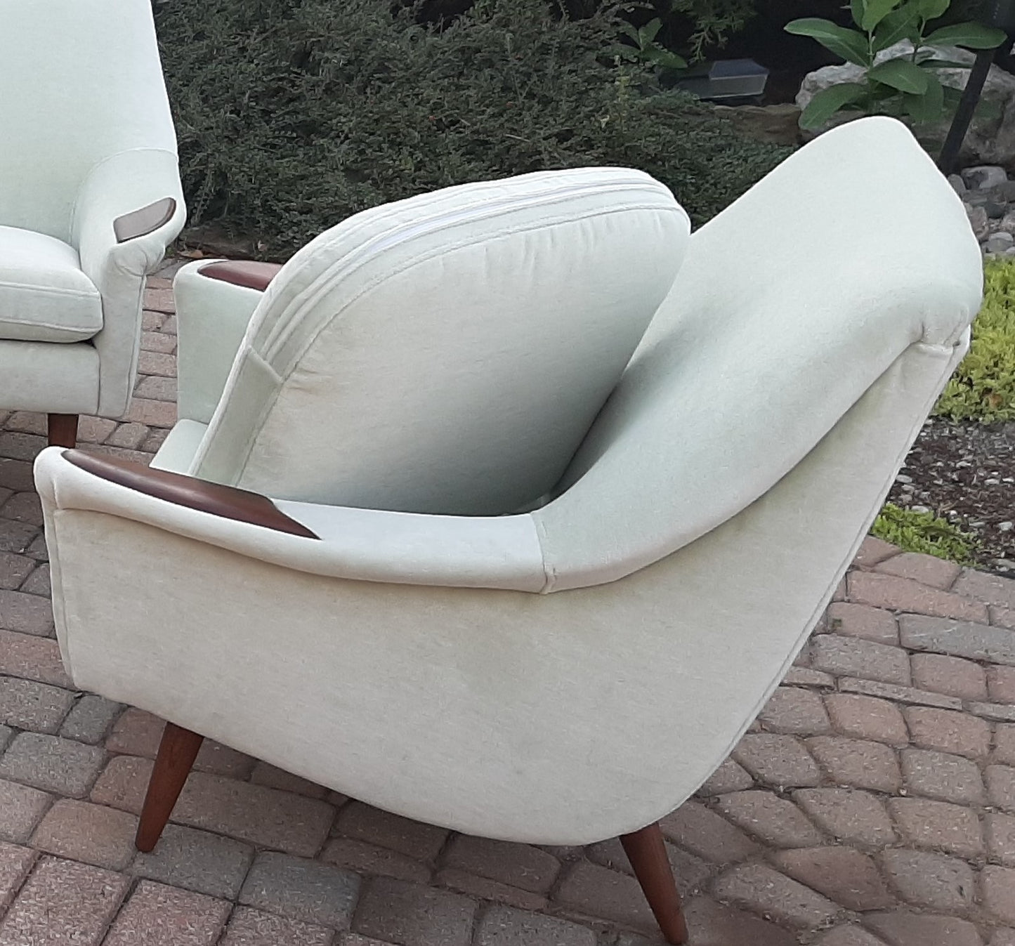 REFINISHED & REUPHOLSTERED in wool mohair MCM Lounge Chair, Perfect