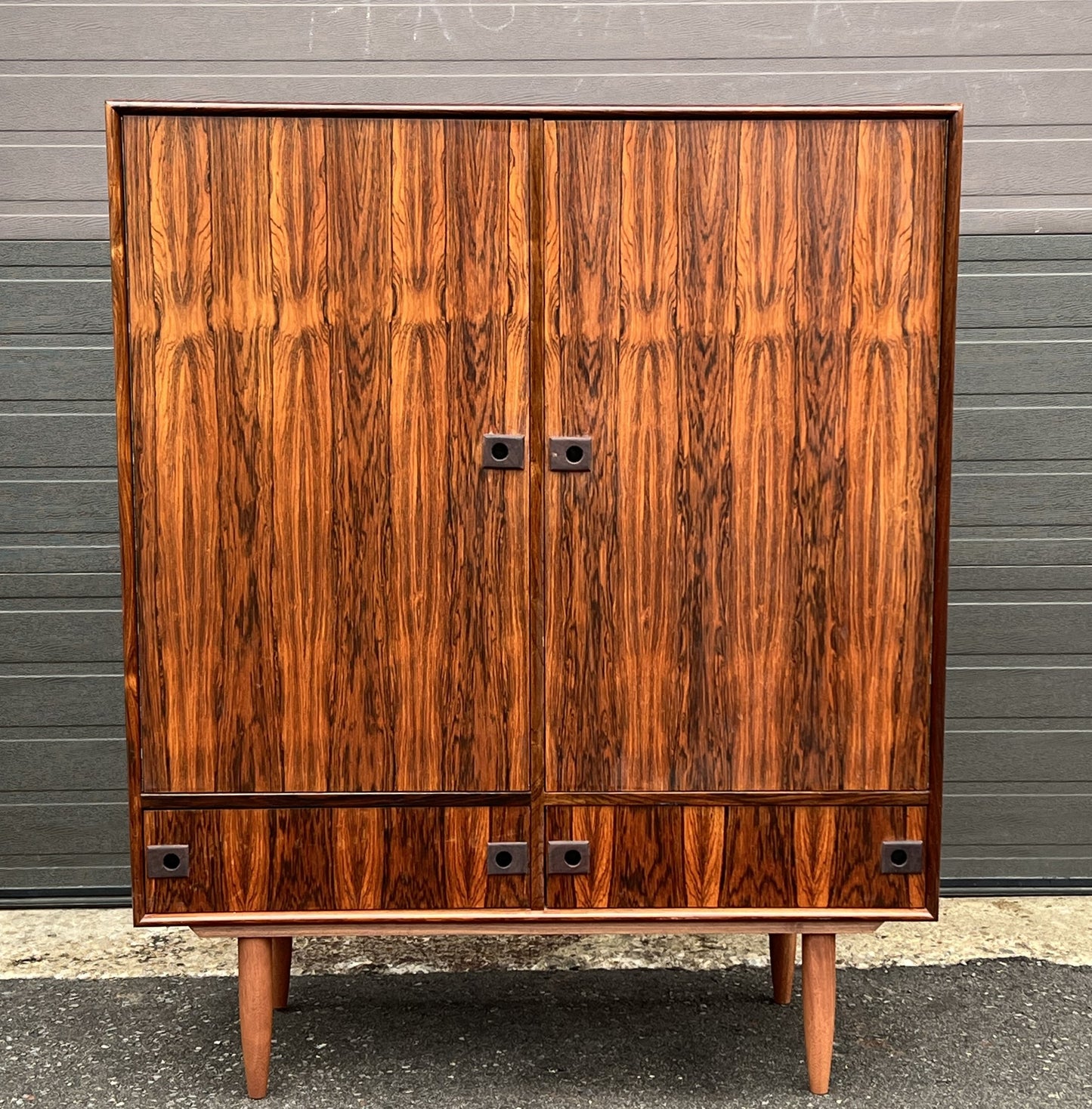 RESTORED Mid Century Modern Rosewood Wardrobe Tall Dresser W 46"