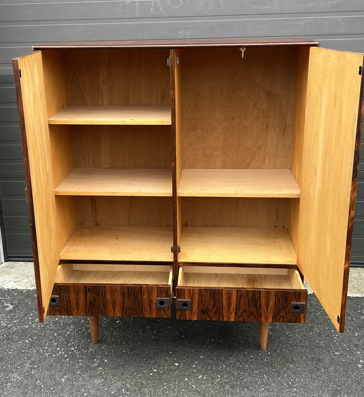 RESTORED Mid Century Modern Rosewood Wardrobe Tall Dresser W 46"