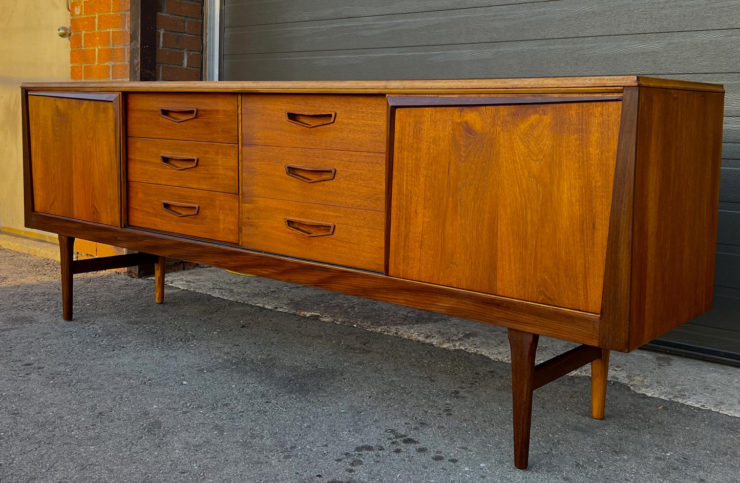 REFINISHED Mid Century Modern Teak Sideboard by Royal Heritage Furniture, 87"