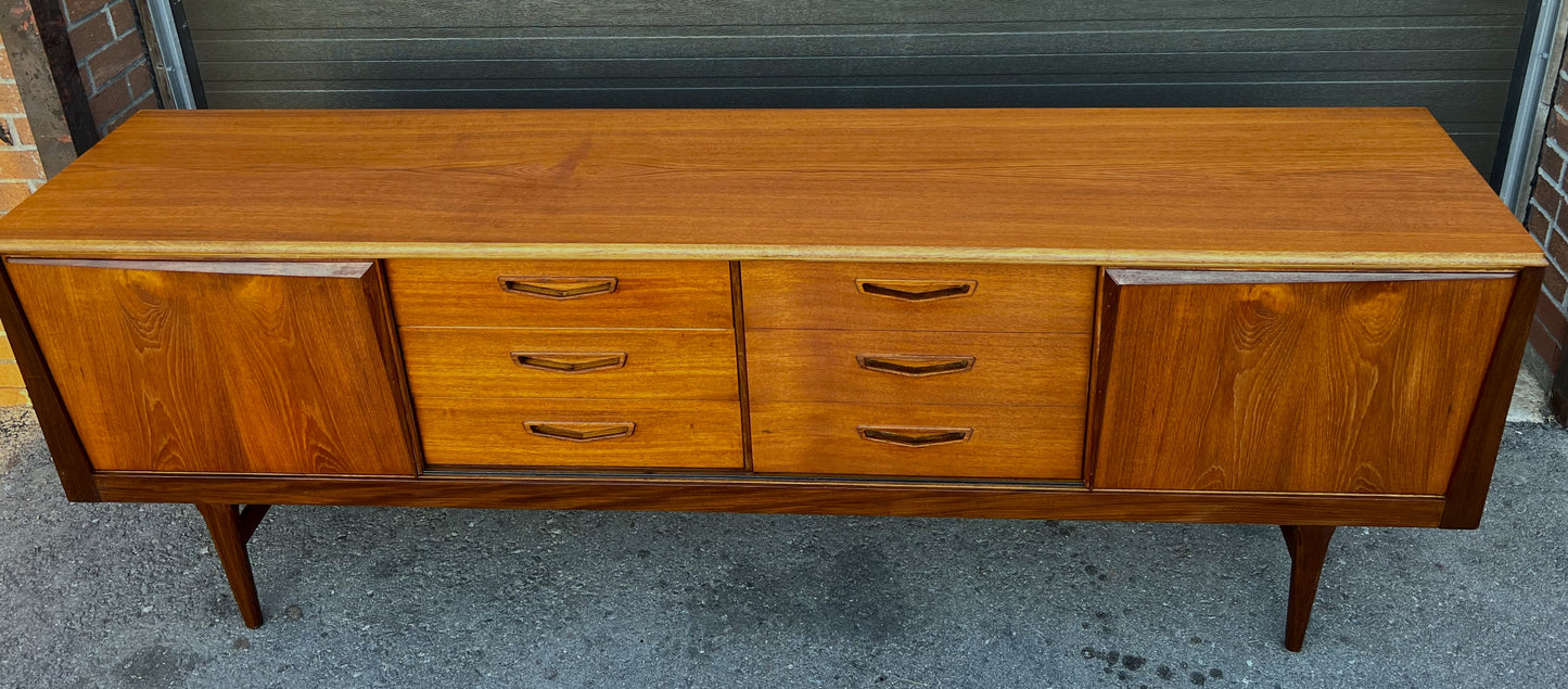 REFINISHED Mid Century Modern Teak Sideboard by Royal Heritage Furniture, 87"