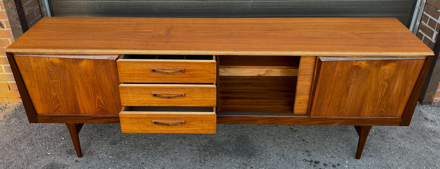 REFINISHED Mid Century Modern Teak Sideboard by Royal Heritage Furniture, 87"