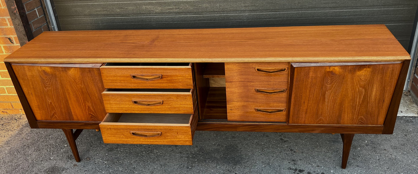 REFINISHED Mid Century Modern Teak Sideboard by Royal Heritage Furniture, 87"