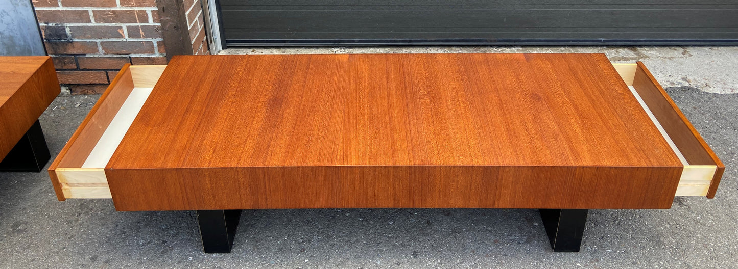 REFINISHED Mid Century Modern Teak Cocktail Table by RS Associates w 2 drawers