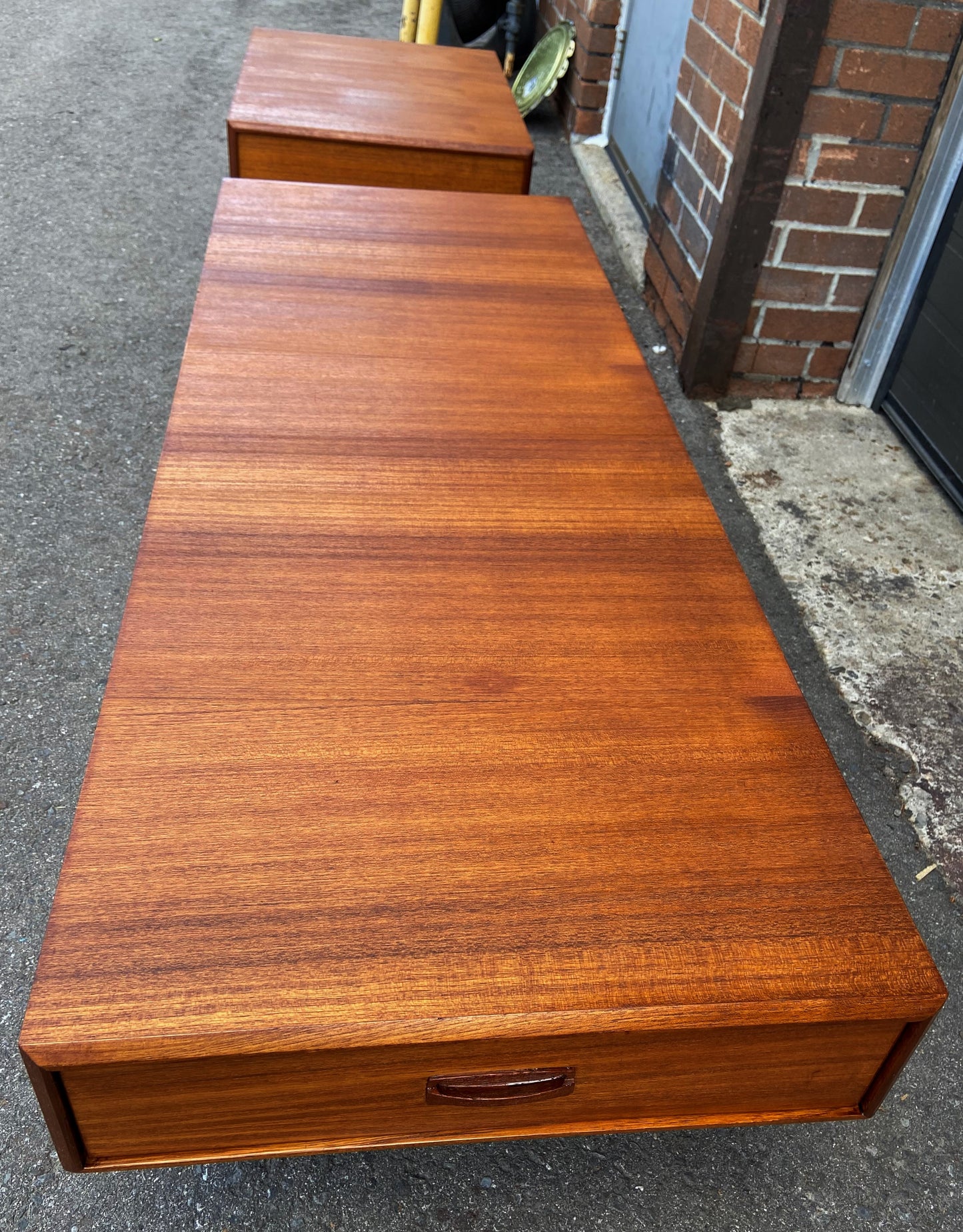 REFINISHED Mid Century Modern Teak Cocktail Table by RS Associates w 2 drawers