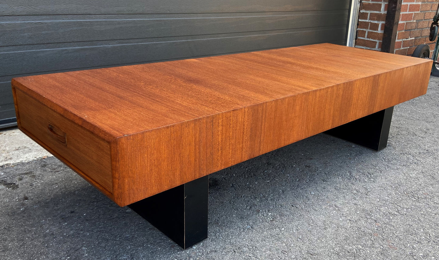 REFINISHED Mid Century Modern Teak Cocktail Table by RS Associates w 2 drawers