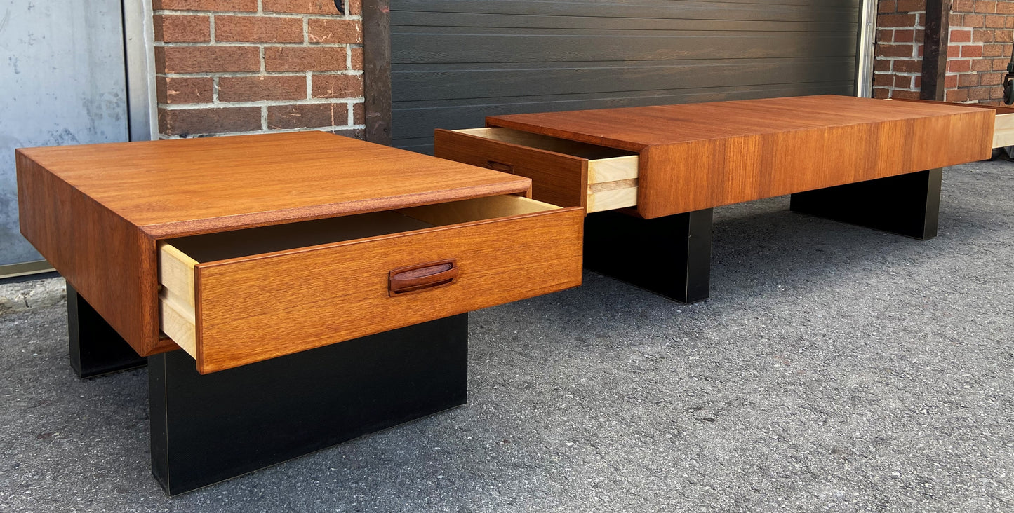 REFINISHED Mid Century Modern Teak Cocktail Table by RS Associates w 2 drawers