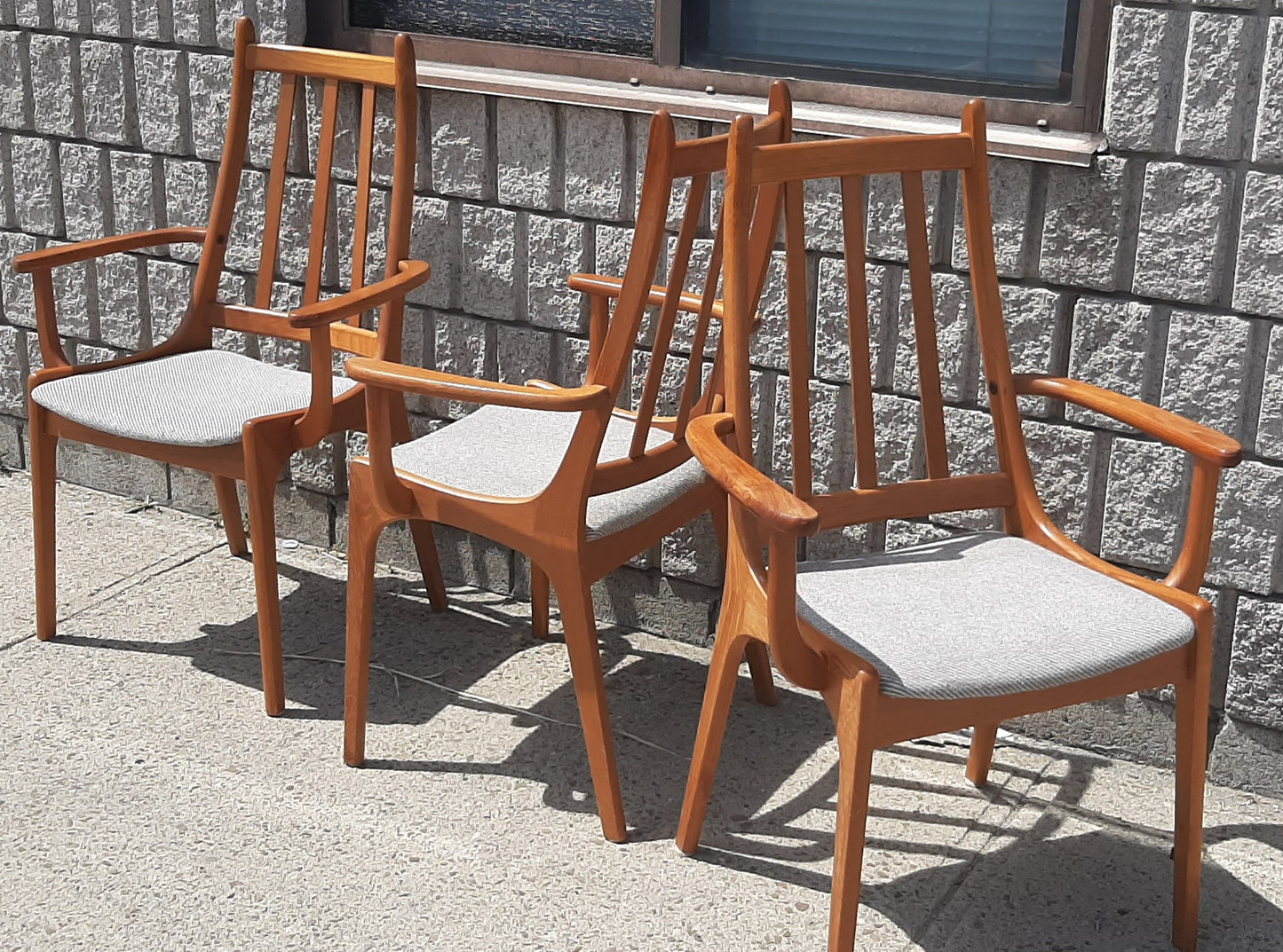 Set of 2 MCM Teak high-back armchairs, Kai Kristiansen style, RESTORED