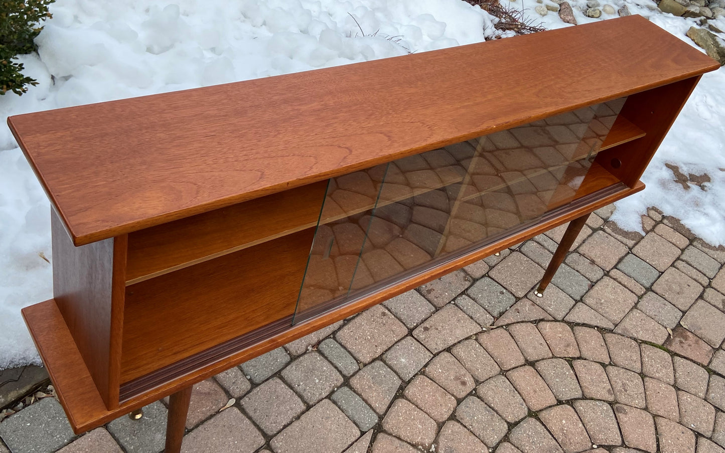 REFINISHED MCM Teak Display Bookcase 59" PERFECT, narrow