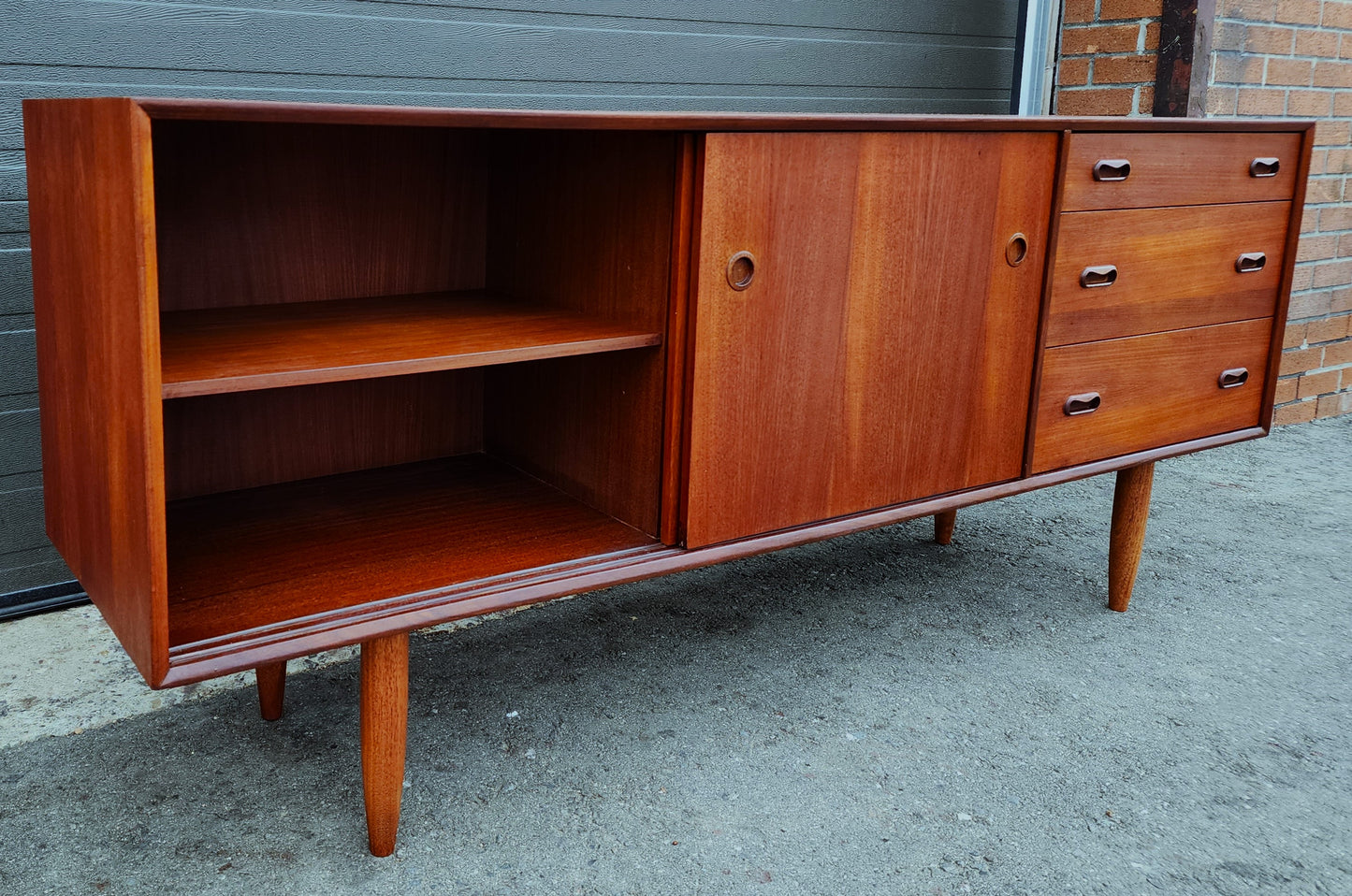 REFINISHED Mid Century Modern Teak Sideboard by Punch Designs 6 ft