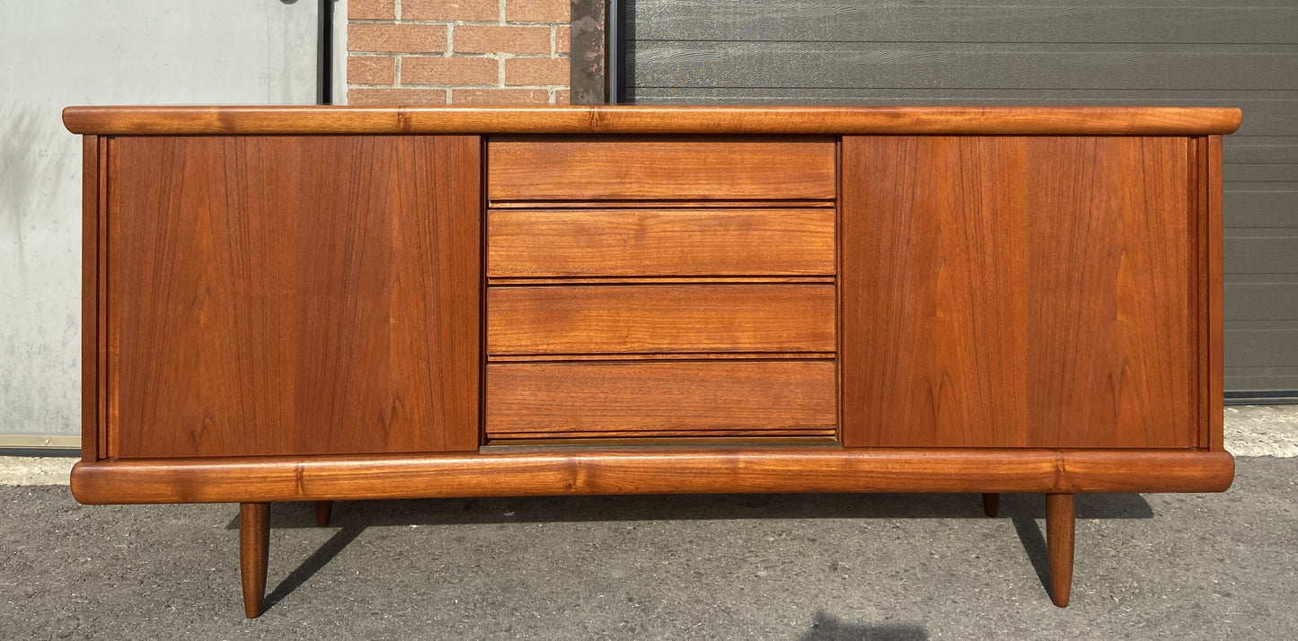 REFINISHED Mid Century Modern Teak Sideboard Credenza 6 ft