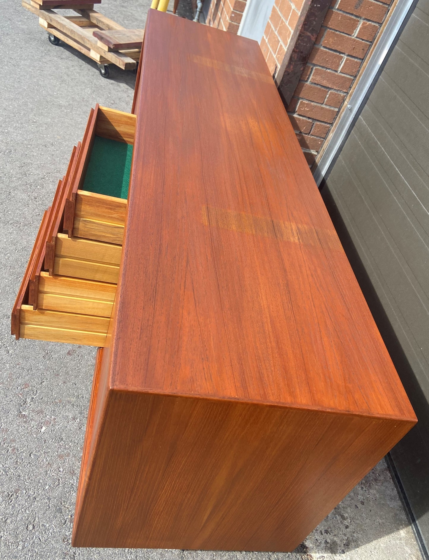 REFINISHED Danish Mid Century Modern Teak Sideboard Credenza 6 ft