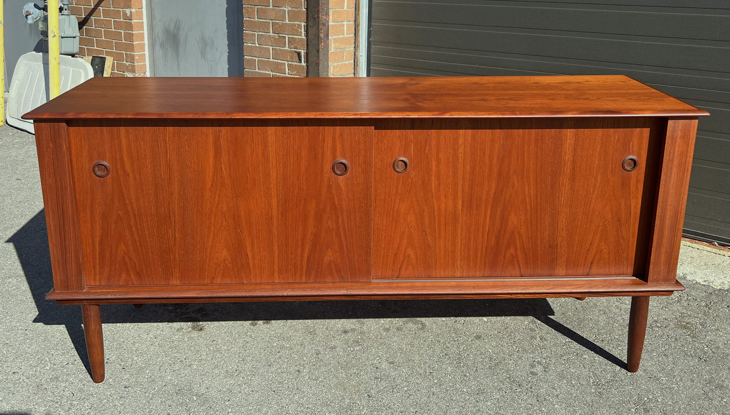 REFINISHED Mid Century Modern Teak Sideboard Buffet Credenza 67"