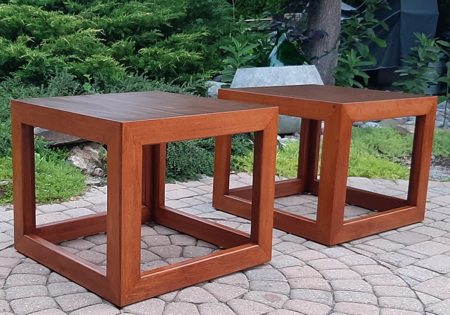 Set of 2 REFINISHED MCM Walnut Accent or Bedside Tables, large