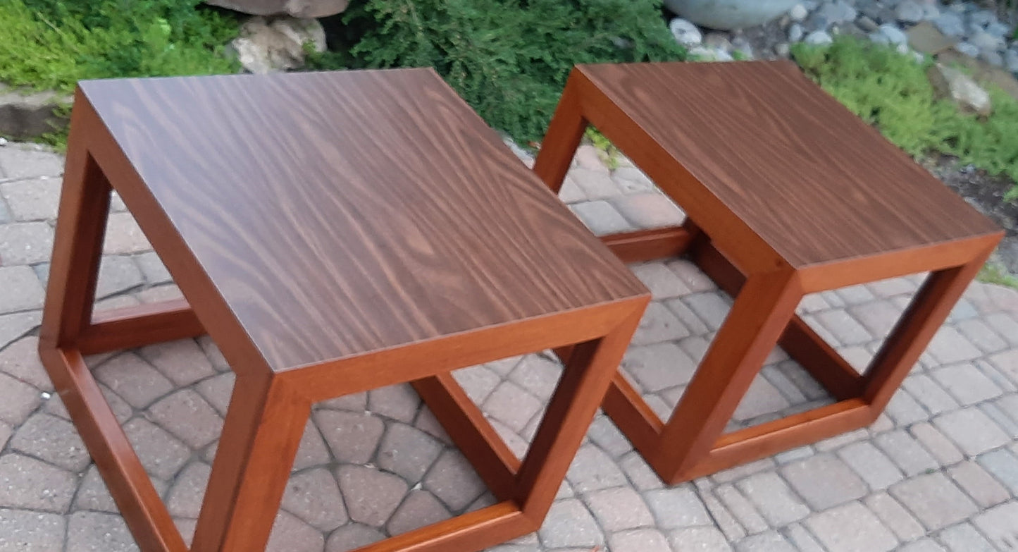 Set of 2 REFINISHED MCM Walnut Accent or Bedside Tables, large